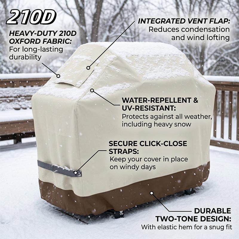 Outdoor Furniture Weatherproof - 210D BBQ Beige Penutup Panggangan Barbekyu
