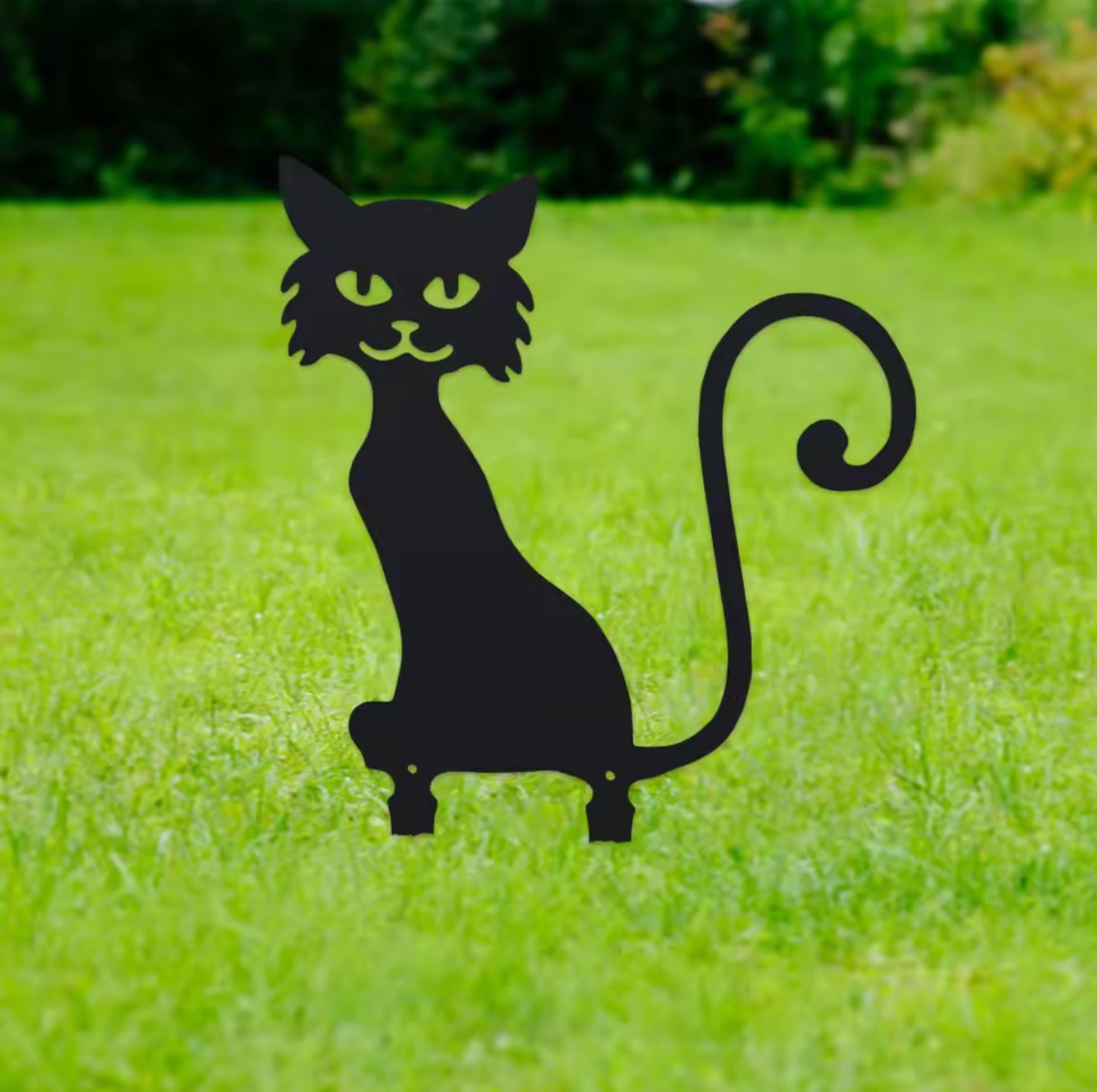 Outdoor Furniture Decor - Patung Kucing Hitam Berbulu yang Menawan