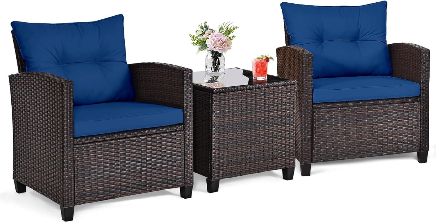 Outdoor Furniture Weatherproof - Set bistro luar ruangan 3 bagian