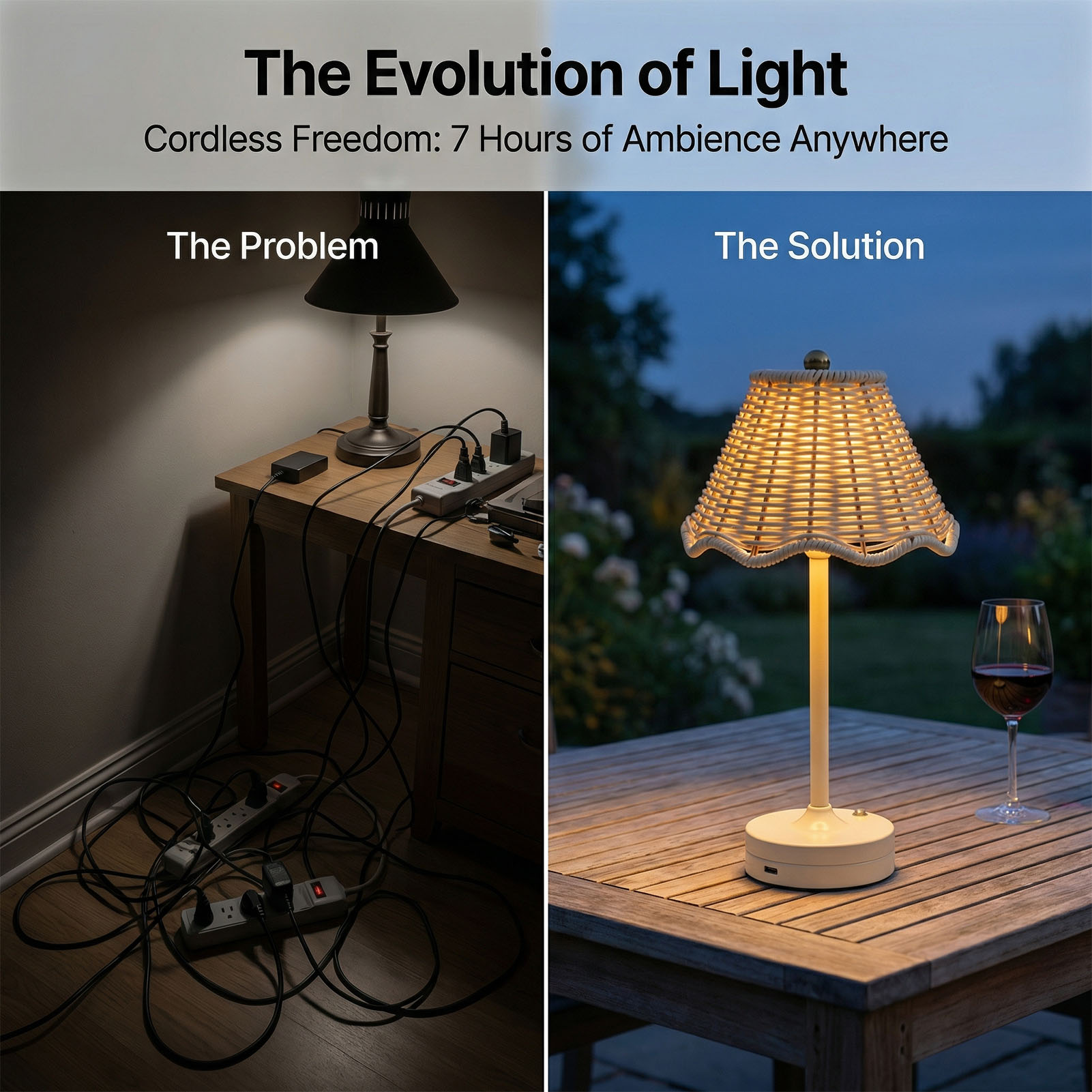 Lampu Meja Rotan Antik LED 3 W - Outdoor Furniture Rh ulasan dan harga