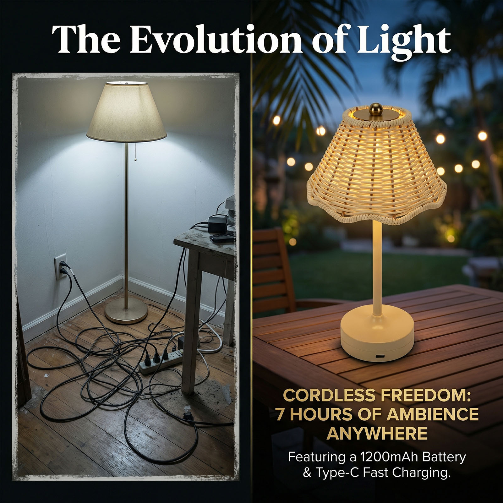 Lampu Meja Rotan Antik LED 3 W - Outdoor Furniture Rh ulasan dan harga
