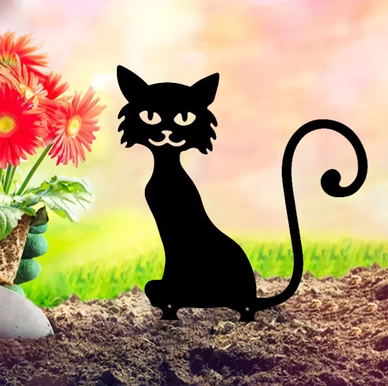 Patung Kucing Hitam Berbulu ya - Outdoor Furniture Decor ulasan dan harga