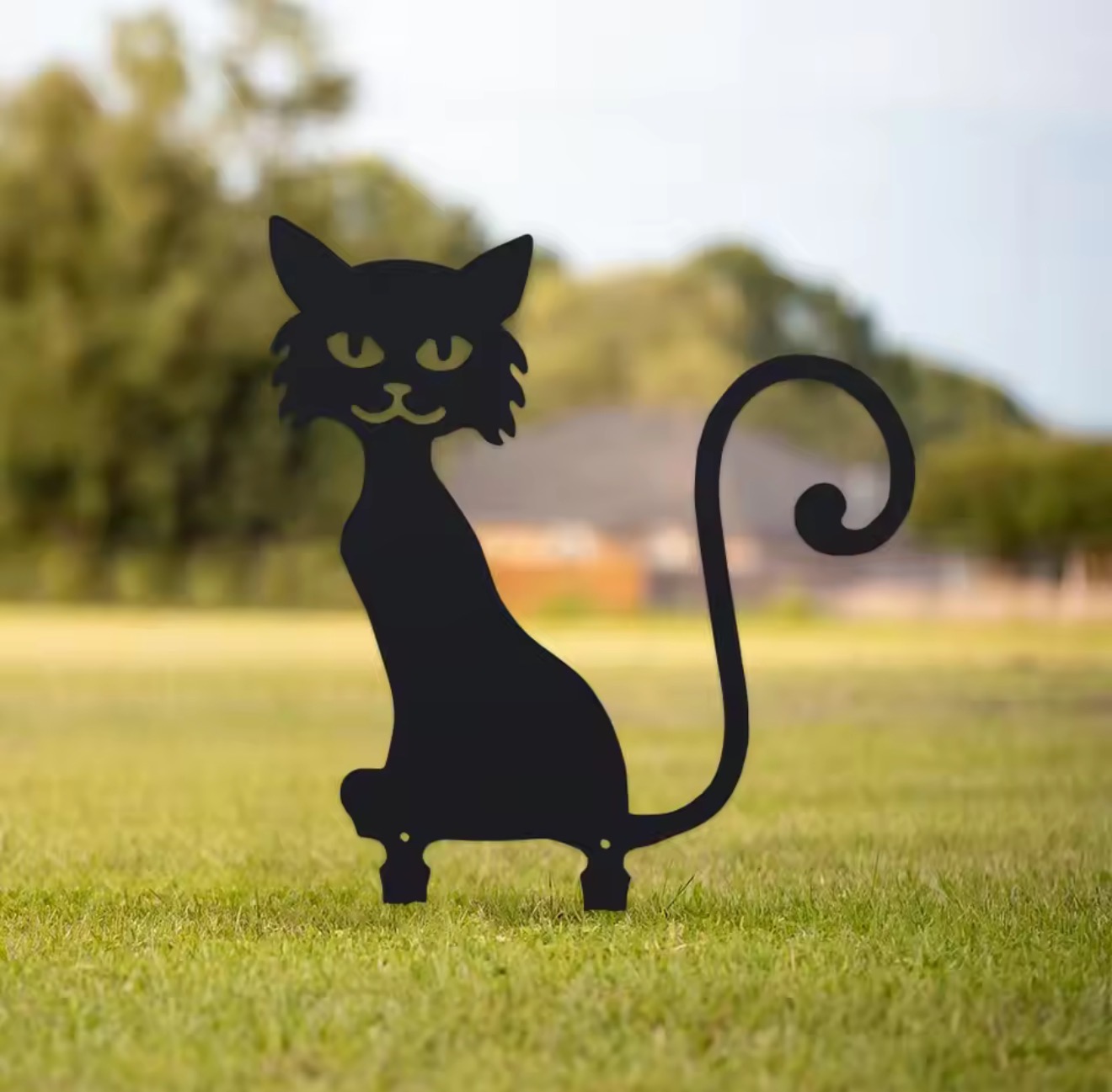 Patung Kucing Hitam Berbulu ya - Outdoor Furniture Decor ulasan dan harga
